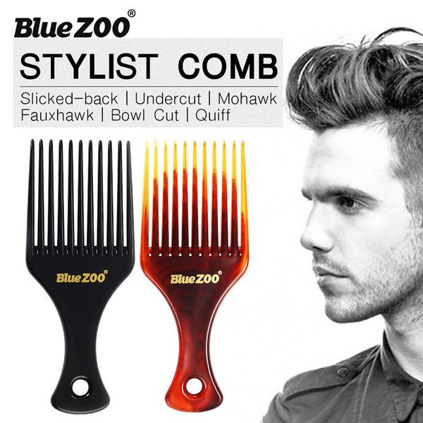 BlueZOO Мужчины волос расческой Вставка Afro волос Pick Comb Вилка Comb Масло Slick для укладки волос Щетка парикмахерского Вспомогательное оборудование
