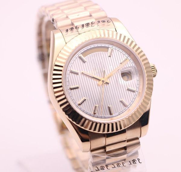 

2020classic men's high automatic movement sports watch 18k gold case strap 40mm white stripes dial 315 high-quality stainless steel sap, Slivery;brown