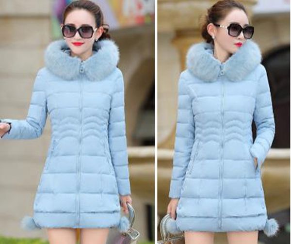 

wholesale new style winter women's slim mid-length cotton down jacket, Black