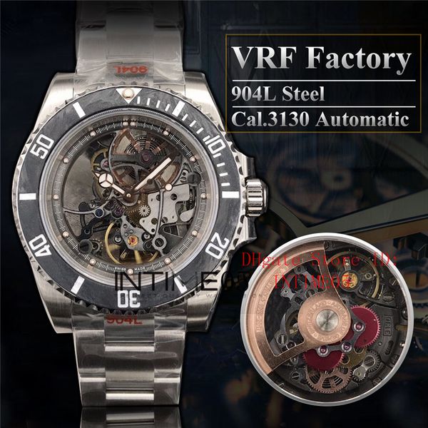 

vrf factory 904l steel version sub andrea pirlo 116610 modified rm027 carbon bezel skeleton cal.3130 automatic movement mens watches, Slivery;brown