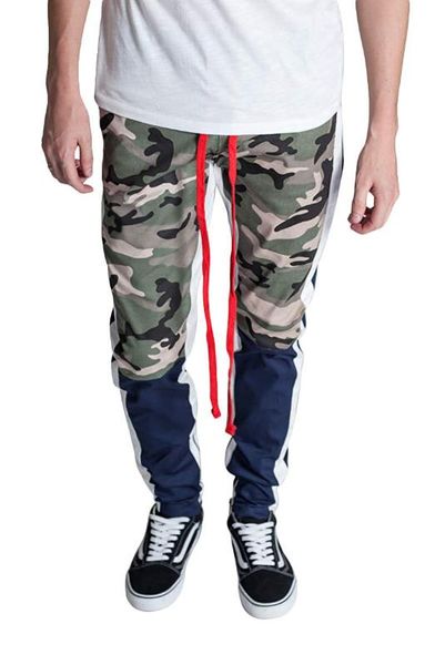 

fashion mens pants casual fitness pencil pants european and american hip hop fashion style camouflage patchwork pants, Black