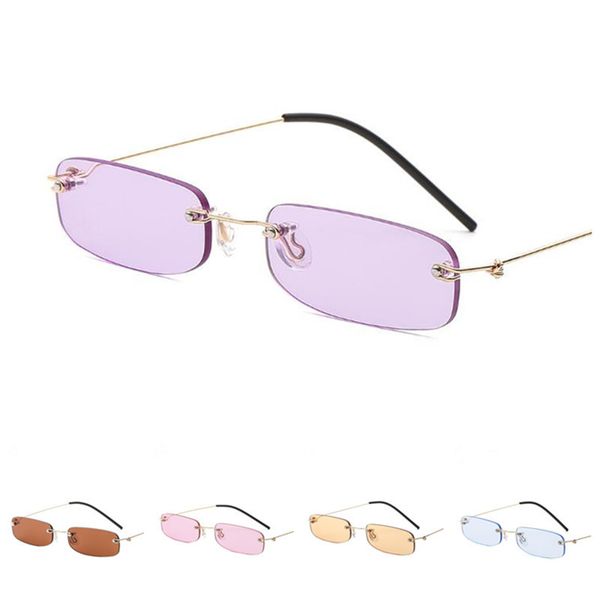 

fashion women & men rectangle sunglasses rimless sun glasse goggles anti-uv spectacles lightweight steel wire eyeglasses ornamental a, White;black