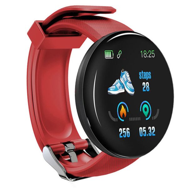 

d18 smart watch men women blood pressure round smart wristband waterproof sport smart watch fitness tracker for phone android ios with box