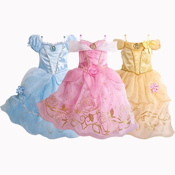 

christmas cinderella girls dress dresses for girls rapunzel aurora party children cosplay kids clothing, Red;yellow