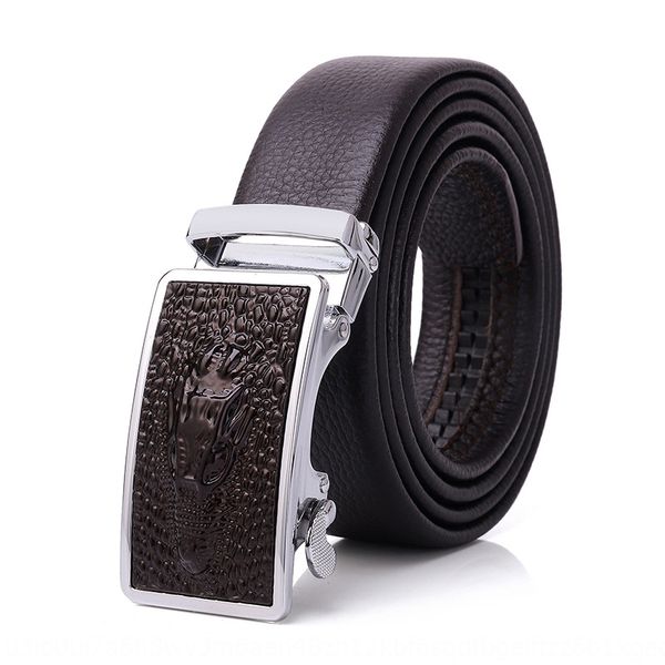 

aql7d genuine automatic buckle crocodile head casual cattle business men's genuine belt automatic buckle crocodile head casual cattle b, Black;brown