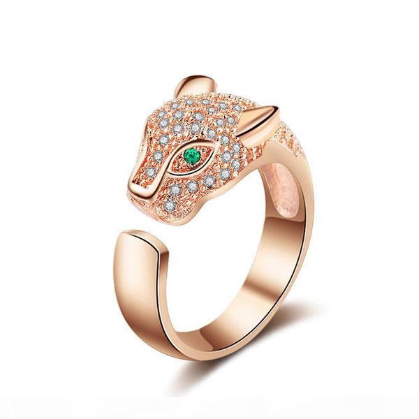 

famous design jewelry leopard head crystal ring engagement ring adjustable opening rings for woman man gifts, Silver