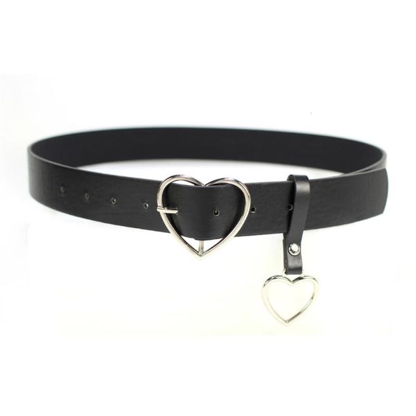 

fashion women pu leather belt female cute black harajuku belt ladies pants party dress heart pin buckle belts for jeans 105cm, Black;brown