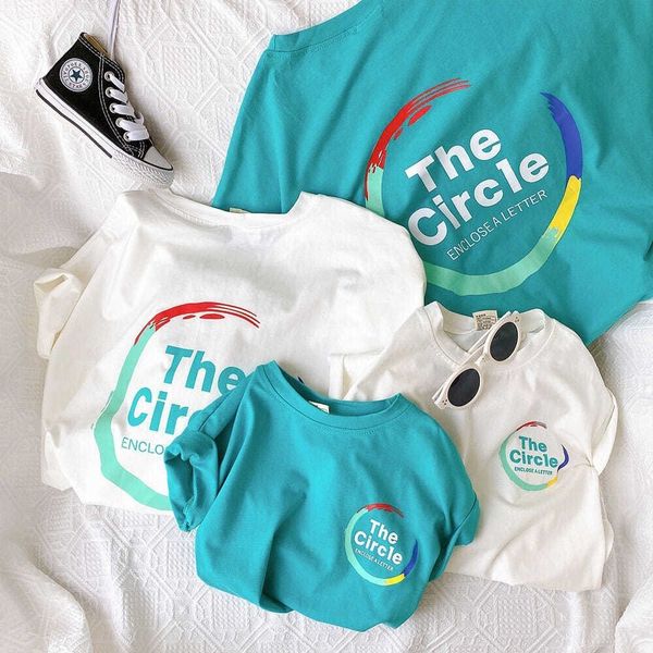 

rkaus parent-child clothing children's t-shirt home summer new boys' and girls' t-shirt mother-daughter mother-child home dec, Blue