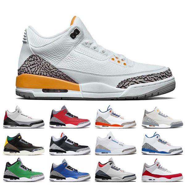 

2020 jumpman 3 laser orange iii mens basketballl shoes retro dnm fire red cement unc 3s varsity royal mens trainers sneakers, White;red
