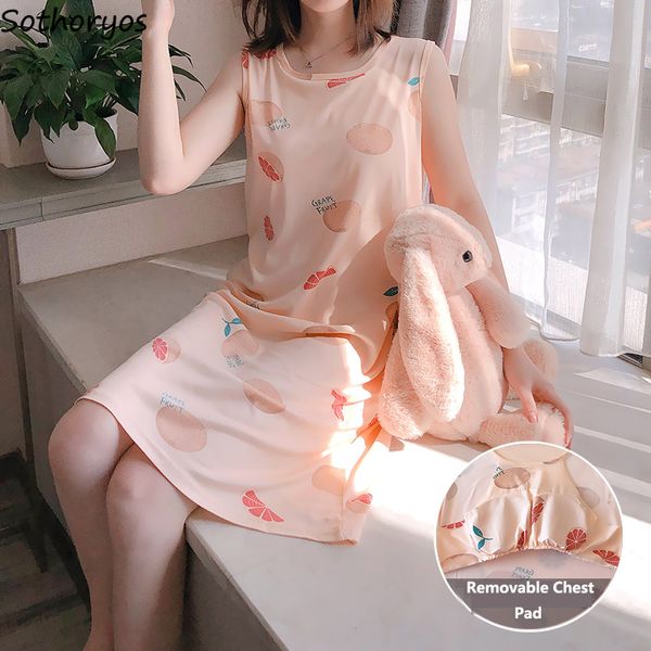 

nightgowns women summer sleeveless knee-length o-neck print elegant cute soft fashion breathable casual simple leisure fit new, Black;red