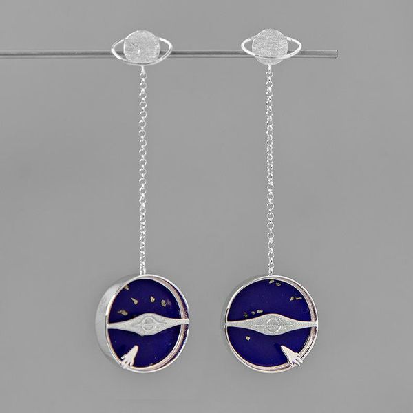 

inature 925 sterling silver лазурит galaxy длинные серьги падения для ювелирных изделий женщины моды