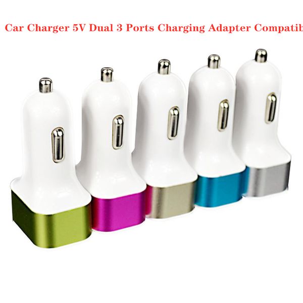 

автомобильное зарядное устройство 5v dual 3 порта зарядки адаптер совместимость для iphone ipad samsung huawei lg moto