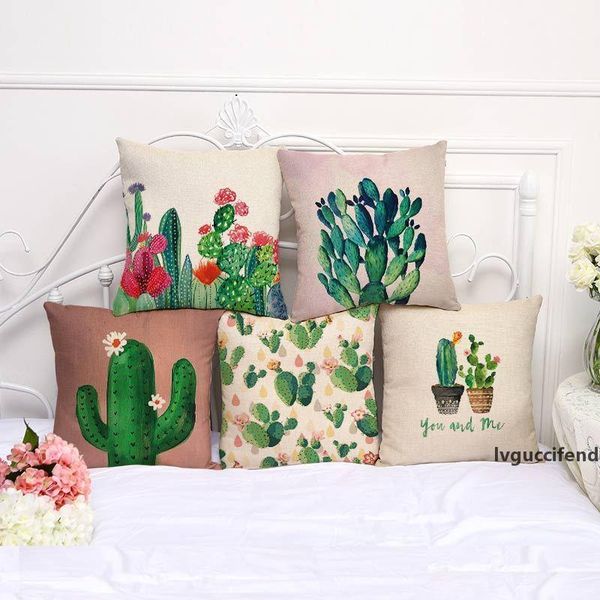 

cotton cactus series pillowcase green plant cushion cover linen home decor pillow case sofa car throw pillow case