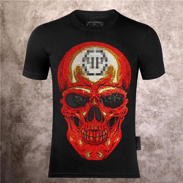 

early spring 2020 new color block letter short sleeve tee double strand fine cotton fabric black and white skull t shirts t22, Black;brown