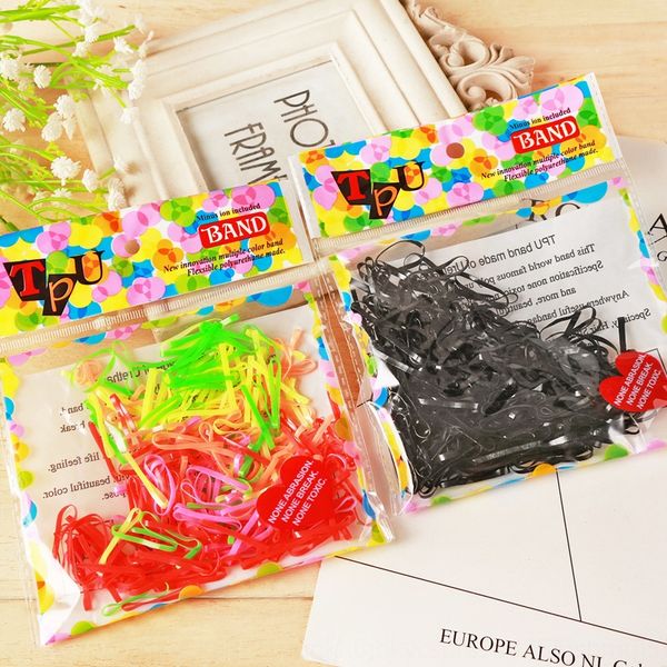 

no harm strong pull continuous color ring disposable children's accessories headdress rubber band hair rope rubber band hair rope, Slivery;white