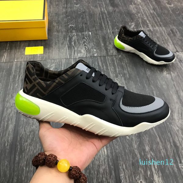 

men's designer sneakers low- in and black tech mesh and leather lace-up sneakers luxury designer men casual shoes with box l12