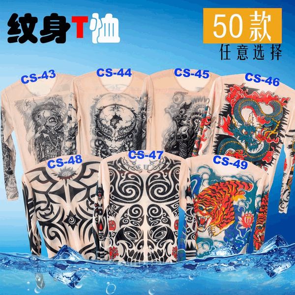

new breathable mesh polyester personalized breathable men's tattoo tattoo clothes t-shirt type t-shirt long sleeve