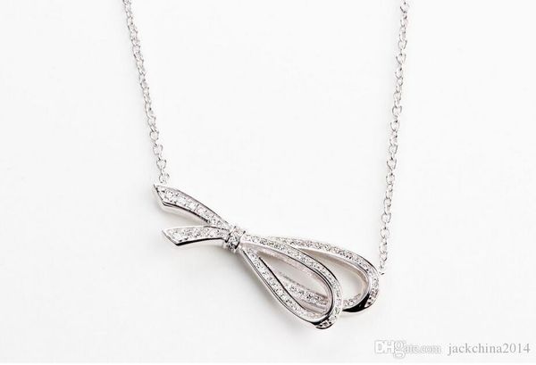 

классические ювелирные изделия 100% 925 группы sterling silve подвеска бабочки цепь свитера wear pave whiet сапфир партия завод ожерелье для, Silver