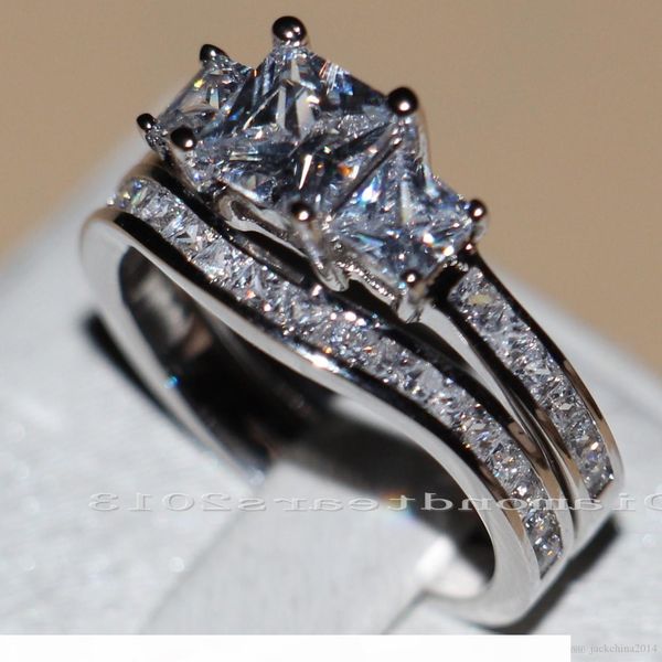 

e victoria wieck luxury jewelry 10kt white gold filled z simulated diamond wedding princess bridal rings for women size 5 6 7 8 9 1, Silver