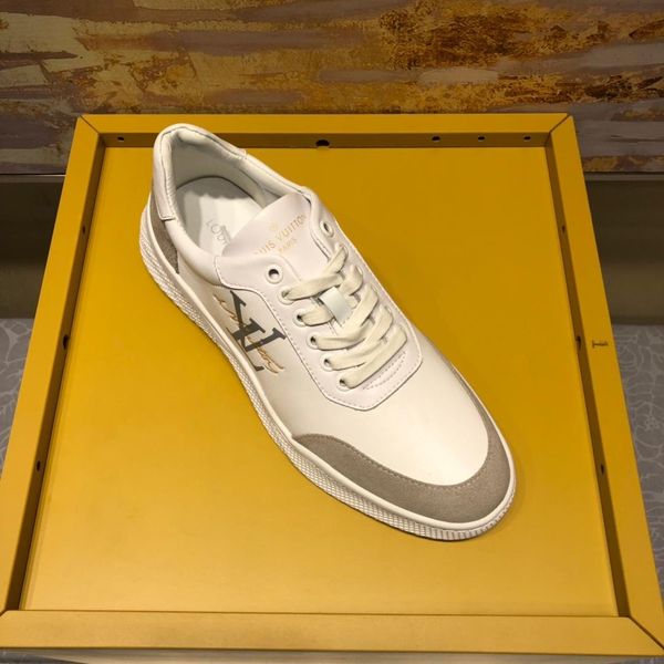 

2020c high-end fashion men's printed letter flat low-casual shoes large size leather breathable outdoor sneakers, size: 38-45, Black