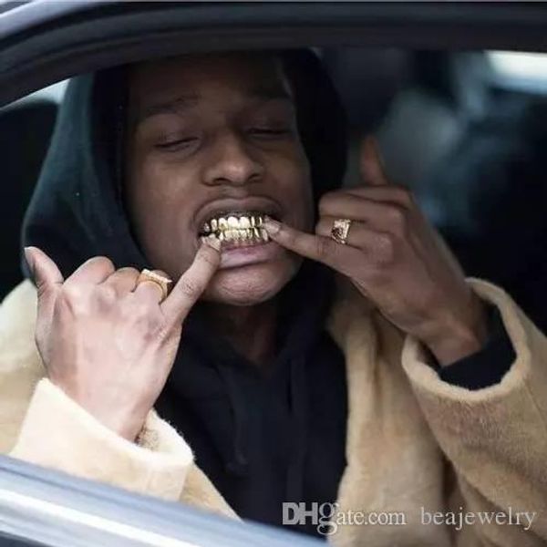 

14k gold plated single teeth grillz plain canine tooth grill cap & bottom grill for halloween christmas party, Black