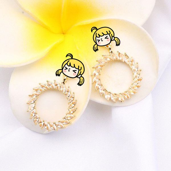 

texture маленький цветок круглый сплав инкрустированные циркон серьги для женщин европейских и американских geometry восхитительный оптовой, Silver