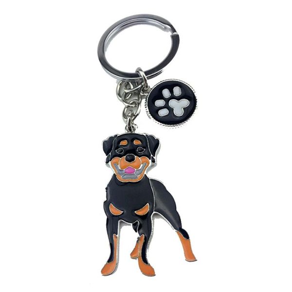 

rottweiler dog pendant key chains for men women silver color alloy metal bag charm male female car keychain key ring holder