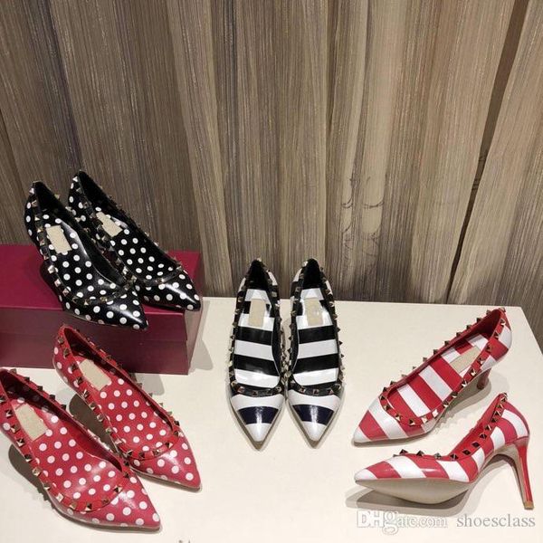 

new designer fashion luxury high heels for women party wedding black nude red spikes pointed toes pumps bottoms dress shoe rx200, Black;red