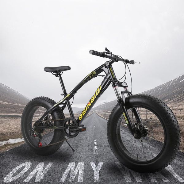 

2020 aluminum alloy snow bike mountain bike double disc brake beach bicycles 20 inch adult&children mini off-road