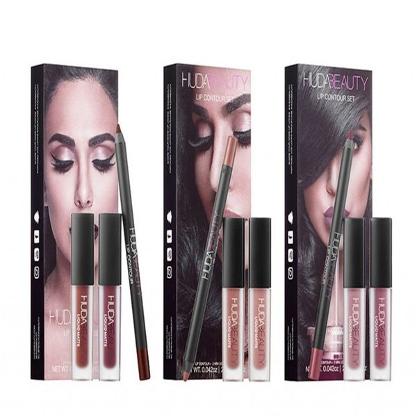 

huda beauty lip kit 2 lipgloss + lipliner pvc case brand new in box lipgloss makeup beauty mc lip gloss cosmetics, Silver