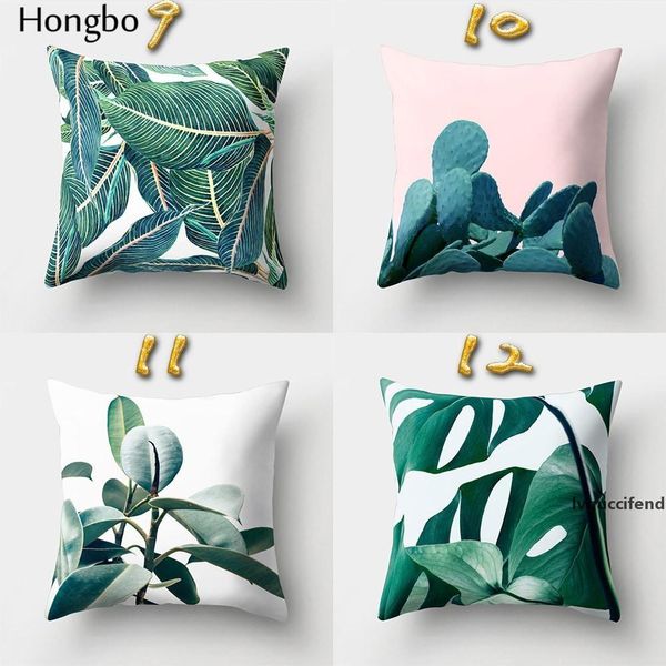 

square 1 pcs pillow case christmas decorations for home tropical rain forest green leaves cactus cushion covers