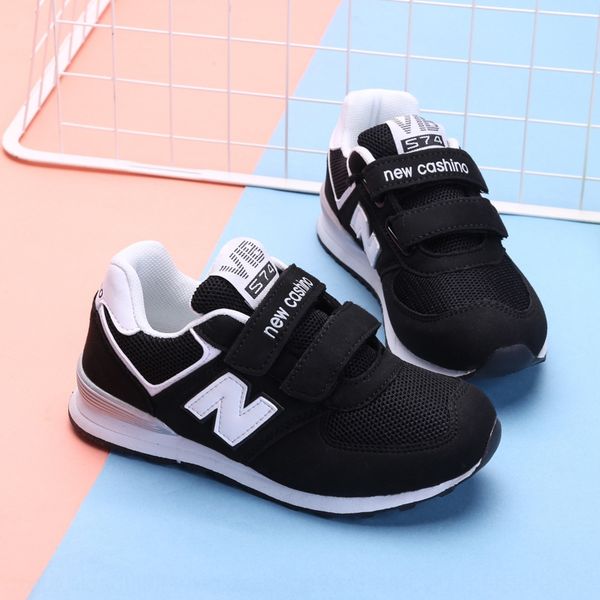 

6vp3e 2020 spring and autumn new children's boys' sneakers mesh breathable casual n-shaped girls sports sports children's sho, Black