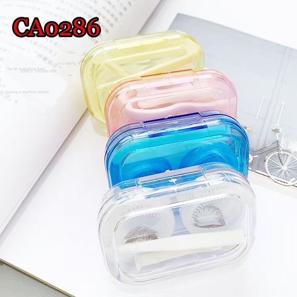 

rectangular translucent invisible contact case glasses case nursing glasses lenses box mini small contact lenses care box ca0286, Blue
