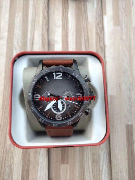 

new jr1424 chronograph grey dial brown leather men' 1424, Slivery;brown
