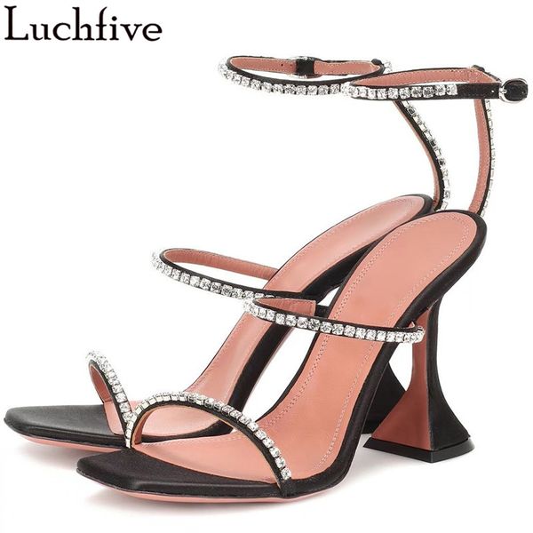 

crystal one belt sandals women cup high heels party shoes open toe outwear black silver shoes woman