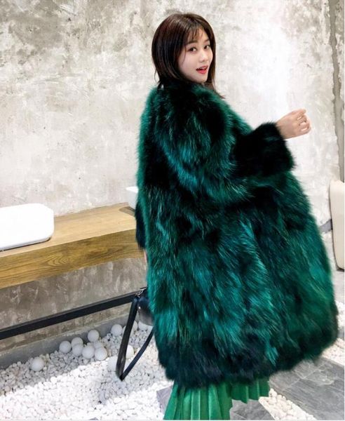 

ladies genuine real natural raccoon fur coat women's x-long overcoat jacket warm winter custom any szie ing, Black