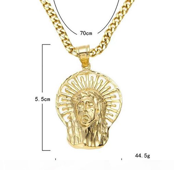 

f 18k gold jesus halo custom pendant 316l stainess steel pendant necklace jesus pendant 30inch cuban chain, Silver