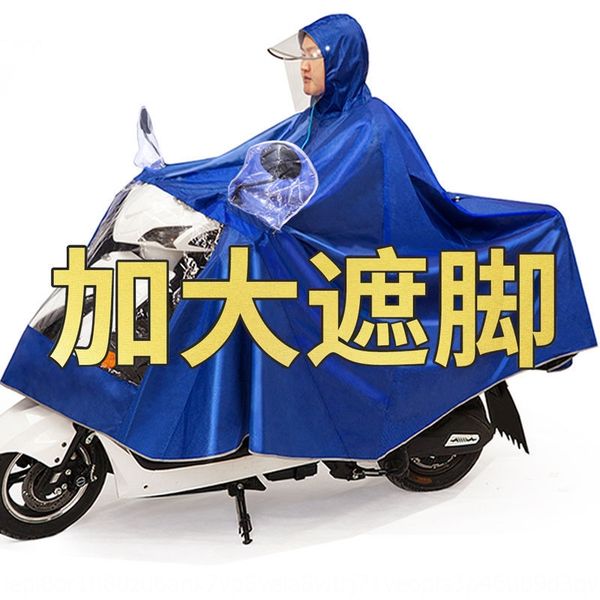 

vxuxj electric car raincoat poncho thickened foot-covering rain-proof face protection single motorcycle motorcyclemotorcycle and double lar, Black