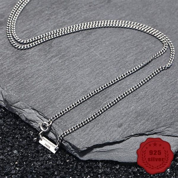 

925 sterling silver retro necklace male sweater chain long student wild fashion personality simple style send lover new sale, Black