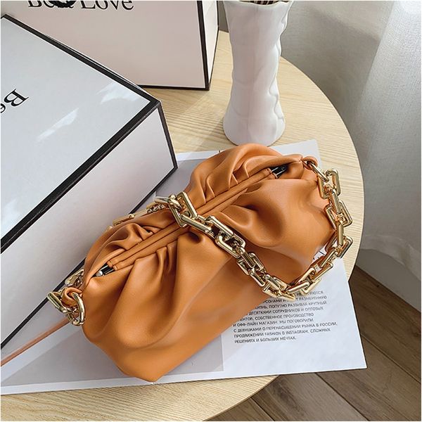 

cowhide thick chain cloud hand ladle shoulder underarm bag female 2020 new handbags women bags#943