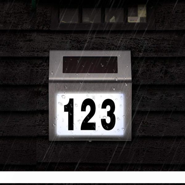 

solar powered led light sign house l door address plaque waterproof number digits plate lamp for home lighting sign white light 10161