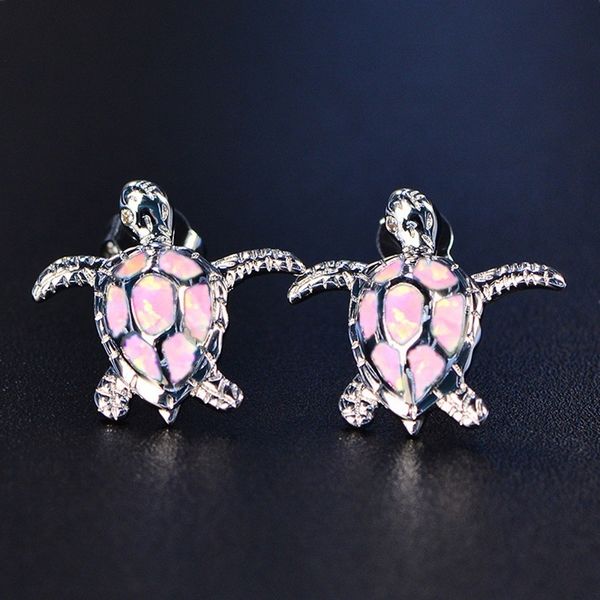

modern women's earrings 2020 cute sea turtle stud earring for women accessories fashion imitation opal earrings beach jewelry, Golden;silver
