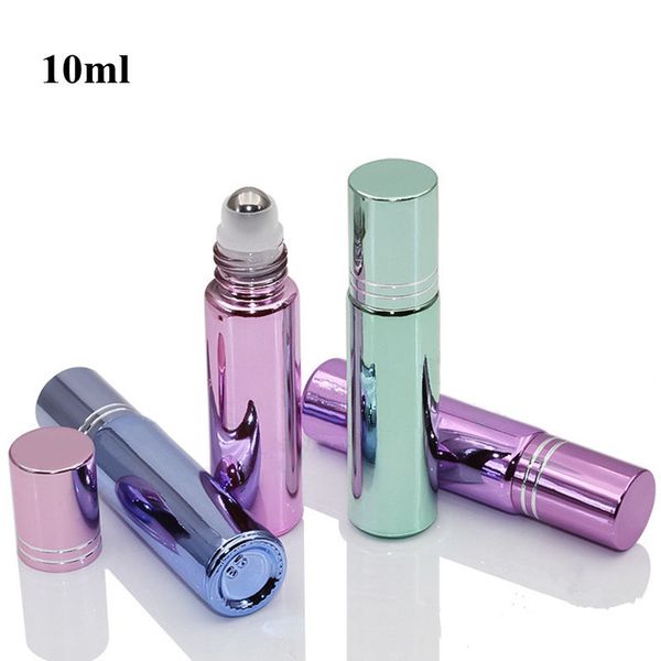 

20pcs/lot 10ml glass roll on bottle with metal stainless steel ball perfume glass vials essential oil bottle refillable