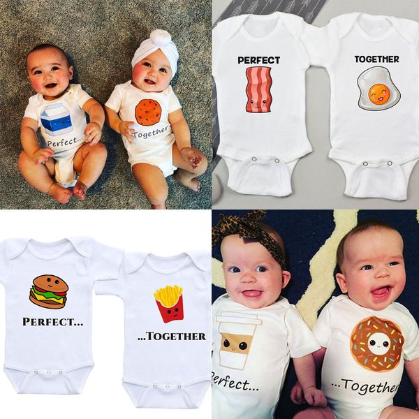 

twin baby clothes twin onesies outfits boys girls twin baby shower gift summer short sleeve bodysuits brothers/sisters onesie, Blue