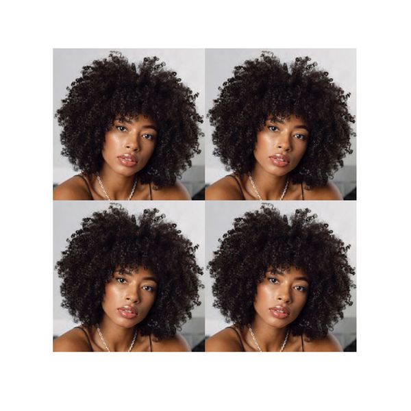 Neuankömmling Frauen Malaysisches Haar Afroamerikaner Afro kurzer Bob verworrene lockige natürliche Perücke Simulation menschliches Haar Afro verworrene lockige Perücke