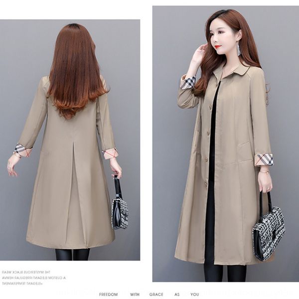 

d7qke молодые и среднего возраста большой ветровка размер ветровка женских женщин весной и осенью 2020 новый лацкан длинный рукав живота пок, Tan;black