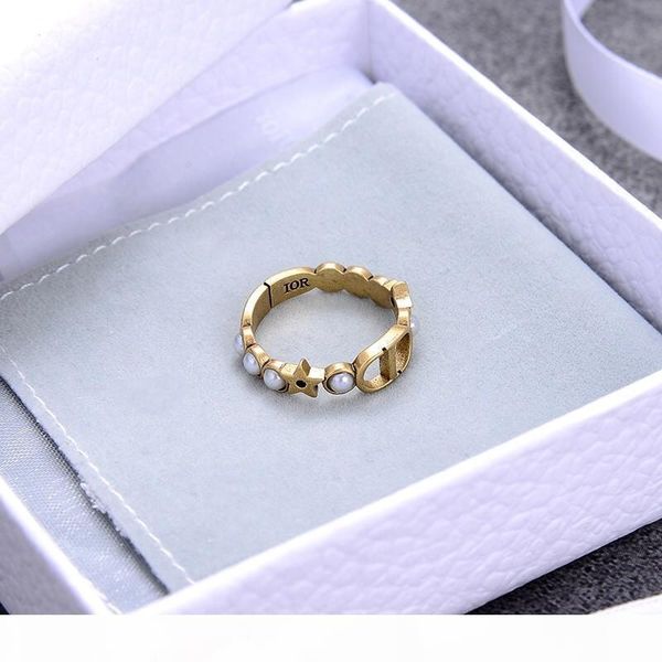 

e selling new star letter pearl opening designer ring luxury designer jewelry women ring, Golden;silver