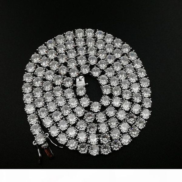 

k 3mm -5mm hip hop bling iced out tennis chain necklace gold silver 1 row cz stone chokers necklaces for women men rapper jewelry