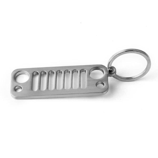 

car key chain stainless steel grill keyring car accessories for cj, jk, tj, yj, xj, Silver