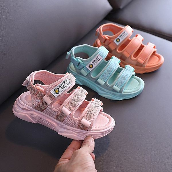 

goods) boys' 2020 new children's sandals and sandals medium and large children's anti-skid girls soft bottom tide, Black;red